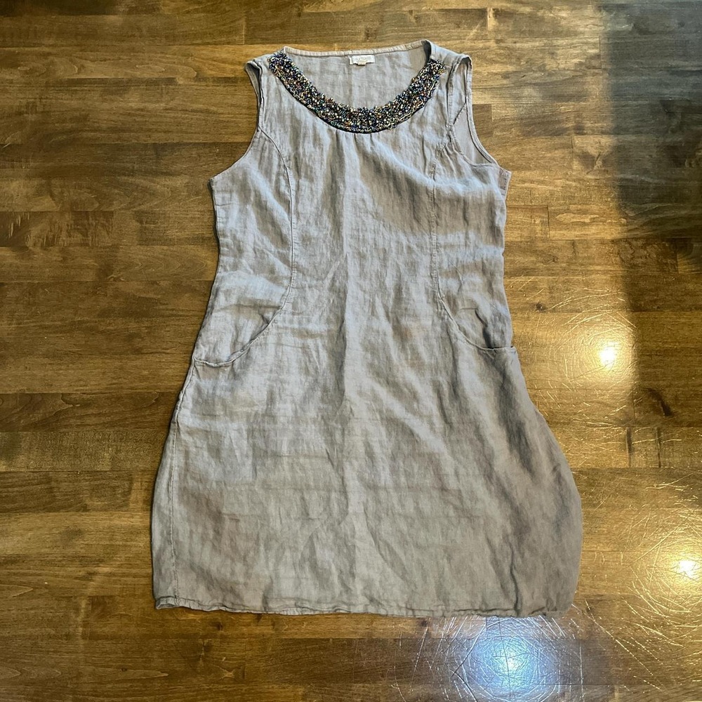 Italian linen shift dress beads pockets
Stretch panels breathable boho indie